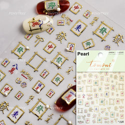 Button Rag Floral Print Flower Small Sticker Cloth Morning Glory Figure Pattern Thread Adhesive Nail Art Stickers Manicure Decal (ONLINE ORDER ONLY)