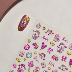 rich letter Chinese characters gourd money lantern firecracker God of wealth Yuanbao Adhesive Nail Art Stickers Manicure Decals (ONLINE ORDER ONLY)