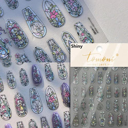 Retro Rose Gold Photo Frame Dried Flower Delicate Totem 3D Self Adhesive Nail Art Stickers 5D Shiny Rhinestone Manicure Decals (ONLINE ORDER ONLY)
