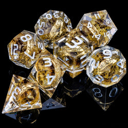 7 Piece Handcrafted Sharp Edged Dice Set With Liquid Core Eyeball (Online Order Only)