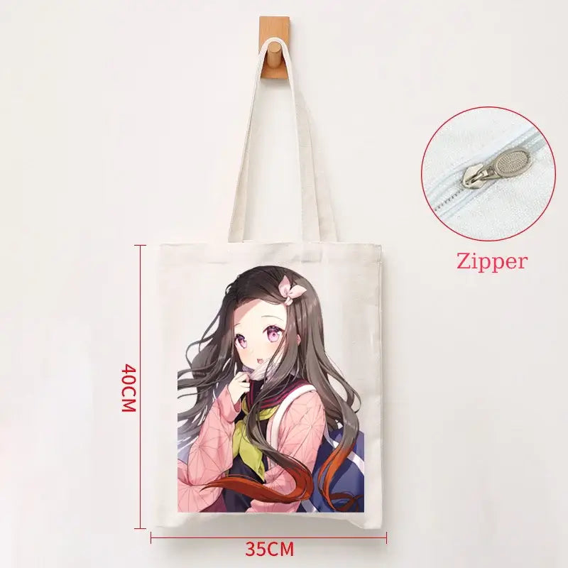 Demon Slayer Canvas Bag: Nezuko & Tanjiro Zipper Tote (ONLINE ORDER ONLY)