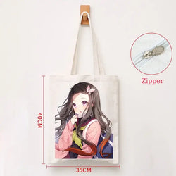 Demon Slayer Canvas Bag: Nezuko & Tanjiro Zipper Tote (ONLINE ORDER ONLY)