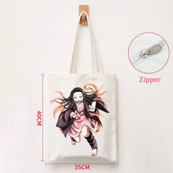 Demon Slayer Canvas Bag: Nezuko & Tanjiro Zipper Tote (ONLINE ORDER ONLY)