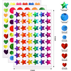 5 Pages Laser Gold Foil Self-adhesive Star Round Heart-shaped Stickers Reward Chart Decorative Children Toy Gifts Sticker Labels (ONLINE ORDER ONLY)