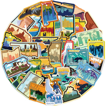 Colored State Stickers for Snowboard Laptop Luggage Car Fridge DIY Vinyl (ONLINE ORDER ONLY)