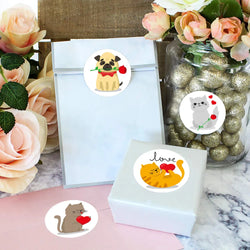 100-500 Pcs 1inch Animal Pet Cat Dog Stickers Roll for Envelope Praise Reward Student Label Stationery Seal Lable Child Toy Gift (Online Order Only)