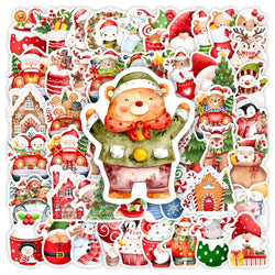 Cute Christmas Stickers Santa Claus Snowman DIY Gift Toys Decorative Decal for Scrapbook Laptop Phone Luggage Bottles Waterproof (ONLINE ORDER ONLY)