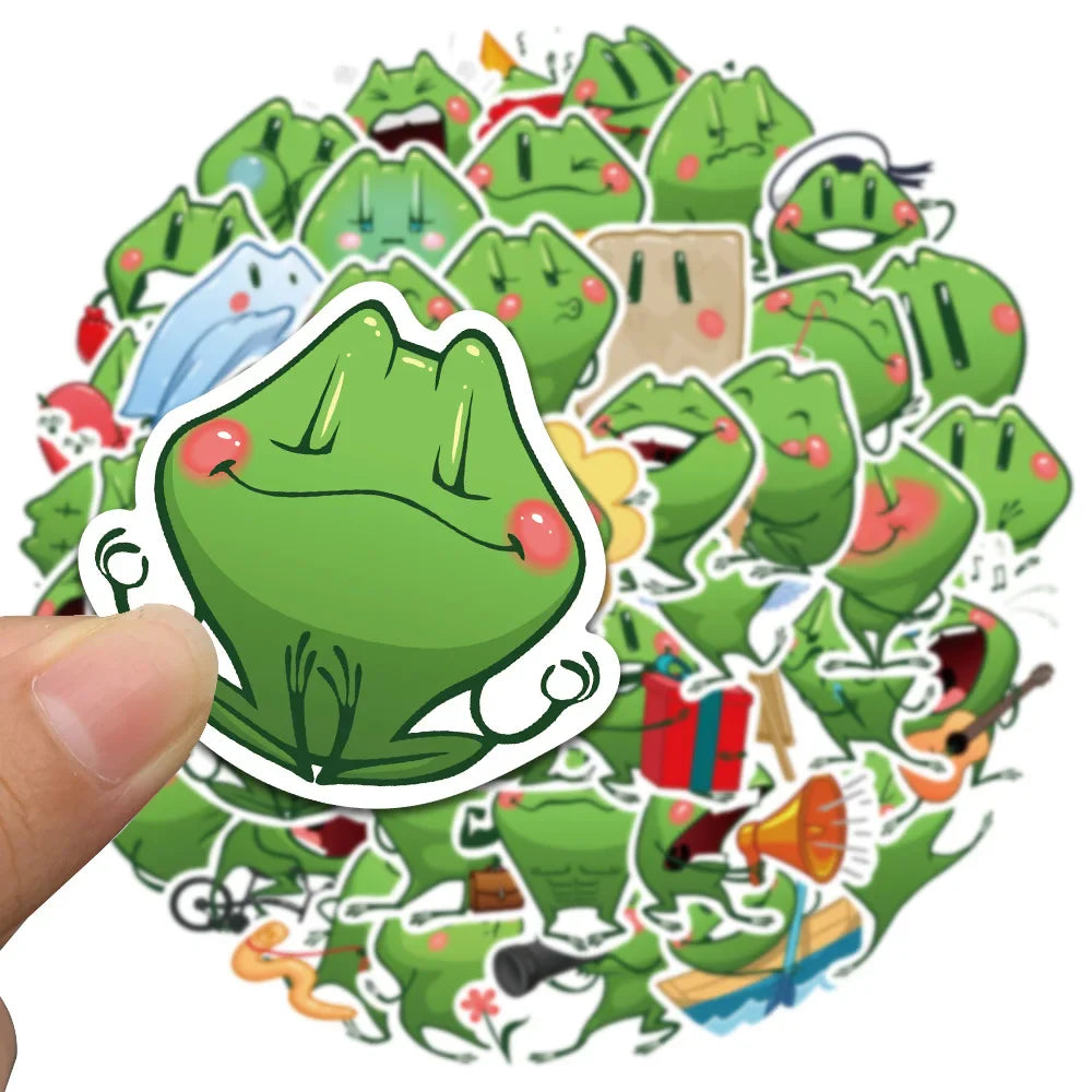 44pcs Funny Cute Cartoon Frogs Stickers Kids Toy Vinyl Waterproof Graffiti For Laptop Guitar Phone Skateboard Decals (ONLINE ORDER ONLY)
