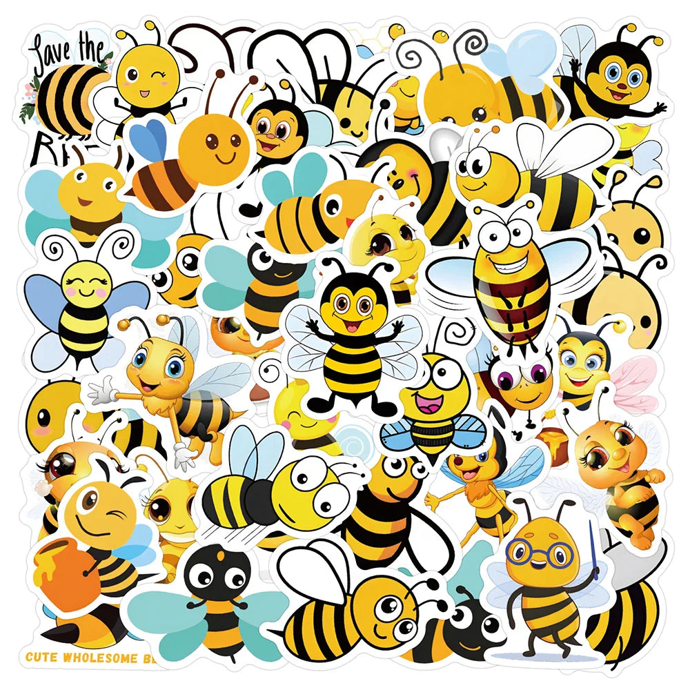 10/30/60PCS Kawaii Cartoon Bee Sticker Packs (ONLINE ORDER ONLY)