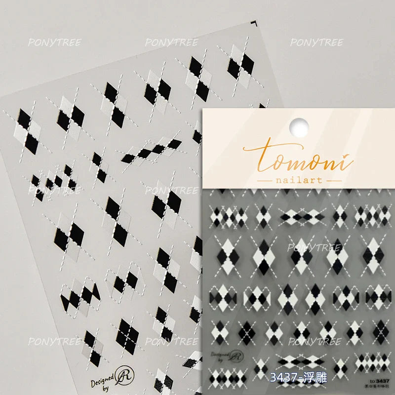 Geometric Grid Square Butterfly Snow Star Metal Self Adhesive Nail Art Sticker Snowflake Rhinestone Manicure Decal Nail Supplies (ONLINE ORDER ONLY)