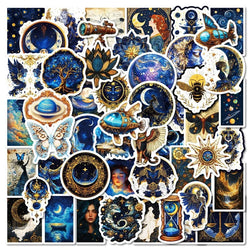 10/30/50PCS Kawaii Blue Starry Sky Sticky PVC Sticker Aesthetic Stationery DIY Decoration Scrapbooking School Supplies for Kids (ONLINE ORDER ONLY)