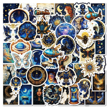 10/30/50PCS Kawaii Blue Starry Sky Sticky PVC Sticker Aesthetic Stationery DIY Decoration Scrapbooking School Supplies for Kids (ONLINE ORDER ONLY)