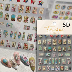 Red Plum Blossom Flower Chinese 3D Self Adhesive Nail Art Decoration Stickers Cheongsam Iris Lily Lotus Vase 5D Manicure Decals (ONLINE ORDER ONLY)