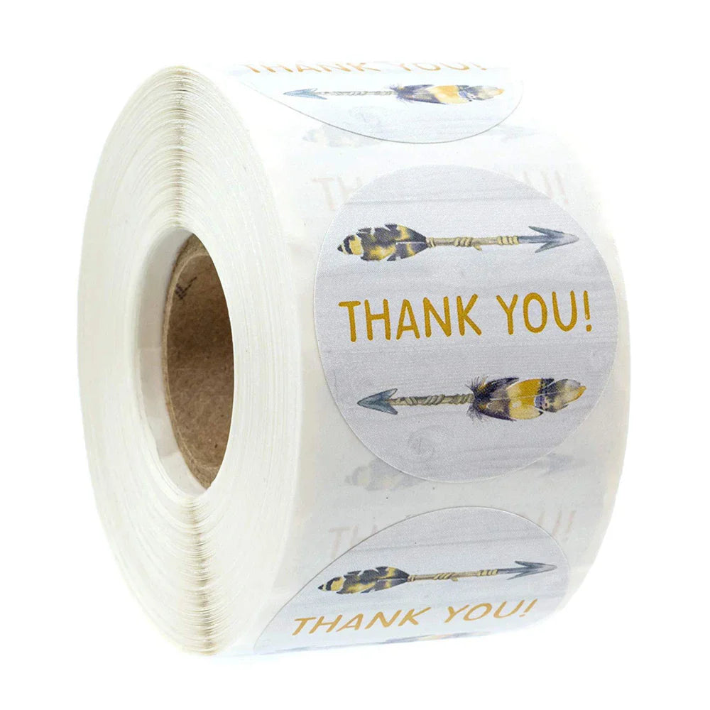 500pcs/roll Flowers Thank You Sticker Labels Round Reward Stickers Wedding Party Decor Envelope Seals Stickers Stationery (ONLINE ORDER ONLY)