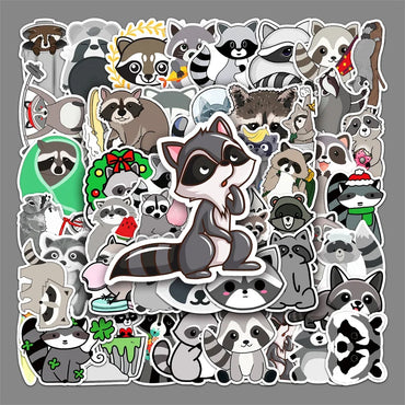 10/30/50PCS Little Raccoon Animal Graffiti Sticker Cartoon Creative Sticker Desk Guitar ComputerCar Waterproof Sticker Wholesale (ONLINE ORDER ONLY)