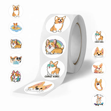100-500pcs Cute Cartoon Dog Stickers for Kids Children's Packaging Animal Reward Sealing Label DIY Album Stationery Sticker (ONLINE ORDER ONLY)