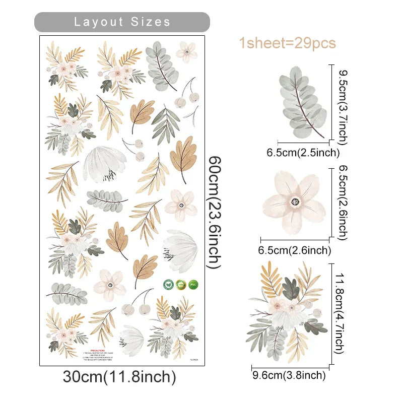 Boho Floral Wall Stickers for Kids Rooms and Living Room Decor (Online Order Only)