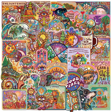 10/50PCS Vintage Hippie Style Camping Hiking Travel Stickers DIY Luggage Water Bottle Phone Notebook Waterproof Graffiti Sticker (ONLINE ORDER ONLY)