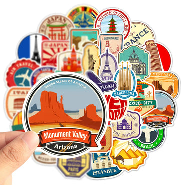 10/30/50PCS Building Landmark Vintage Travel Stickers Graffiti DIY Phone Luggage Laptop Guitar Suitcase Skateboard Kids Sticker (ONLINE ORDER ONLY)