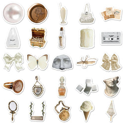 10/30/50PCS Cute White Stickers Aesthetic Ins Style Cartoon Graffiti Toys Waterproof Phone Notebook Bike Suitcase Fridge Decals (ONLINE ORDER ONLY)