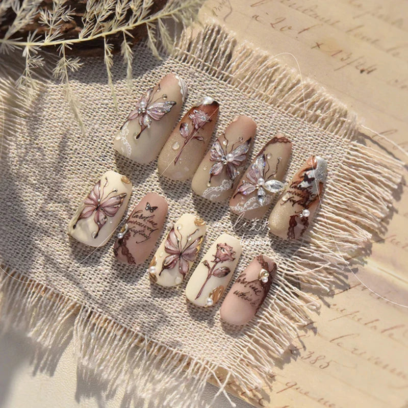 Butterfly Rose Laser Jelly Hot Stamping Lace Letter Flower Love Heart Bowknot 5D Self Adhesive Nail Art Stickers Manicure Decals (ONLINE ORDER ONLY)