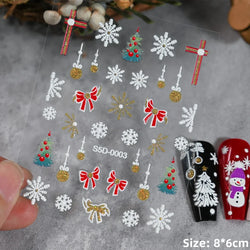Cute Deer Christmas Nail Stickers 5D Embossed Elk Star Gingerbread Man Snowflake Santa Claus Holly DIY Winter Engraved Manicure* (ONLINE ORDER ONLY)