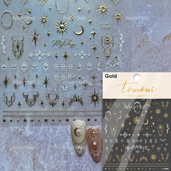 Gold Silver Line Irregular Shape Shiny Rhinestone 5D Bronzing Soft Relief Self Adhesive Nail Art Stickers Nail Decoration Decals (ONLINE ORDER ONLY)
