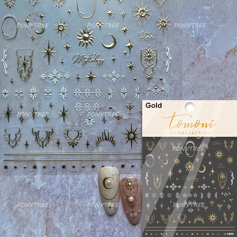 French Lines Gemstone Necklace Gilding Light Luxury Pearl Self Adhesive Nail Art Decorations Stickers Manicure Decals Wholesale (ONLINE ORDER ONLY)