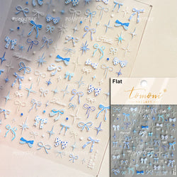 French Skirt Hem Halo Dyeing Purple Pink White Hemline Bowknot Wedding Veil Dreamy Star Adhesive Nail Art Sticker Manicure Decal (ONLINE ORDER ONLY)