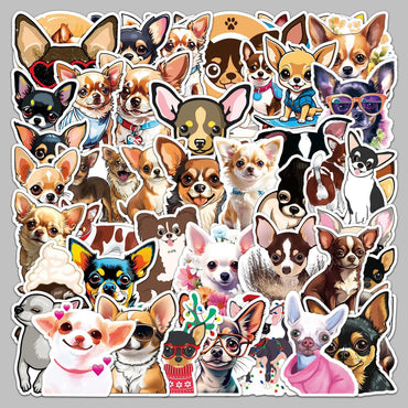 50pcs Cute Chihuahua Graffiti Stickers for Helmet, Wall, DIY Decoration (Online Order Only)