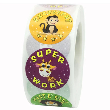 100-500 Pcs 2.5cm Animal Stickers Roll for Envelope Praise Reward Student Work Label Stationery Seal Lable Children with Gifts (ONLINE ORDER ONLY)