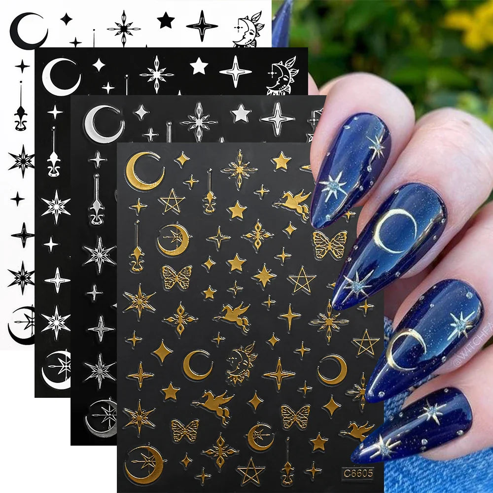4pcs Elegant Metallic Butterfly Nail Art Stickers Holographic Silvery Chrome Effect Butterfly Sliders for Nails Manicure Decors* (ONLINE ORDER ONLY)