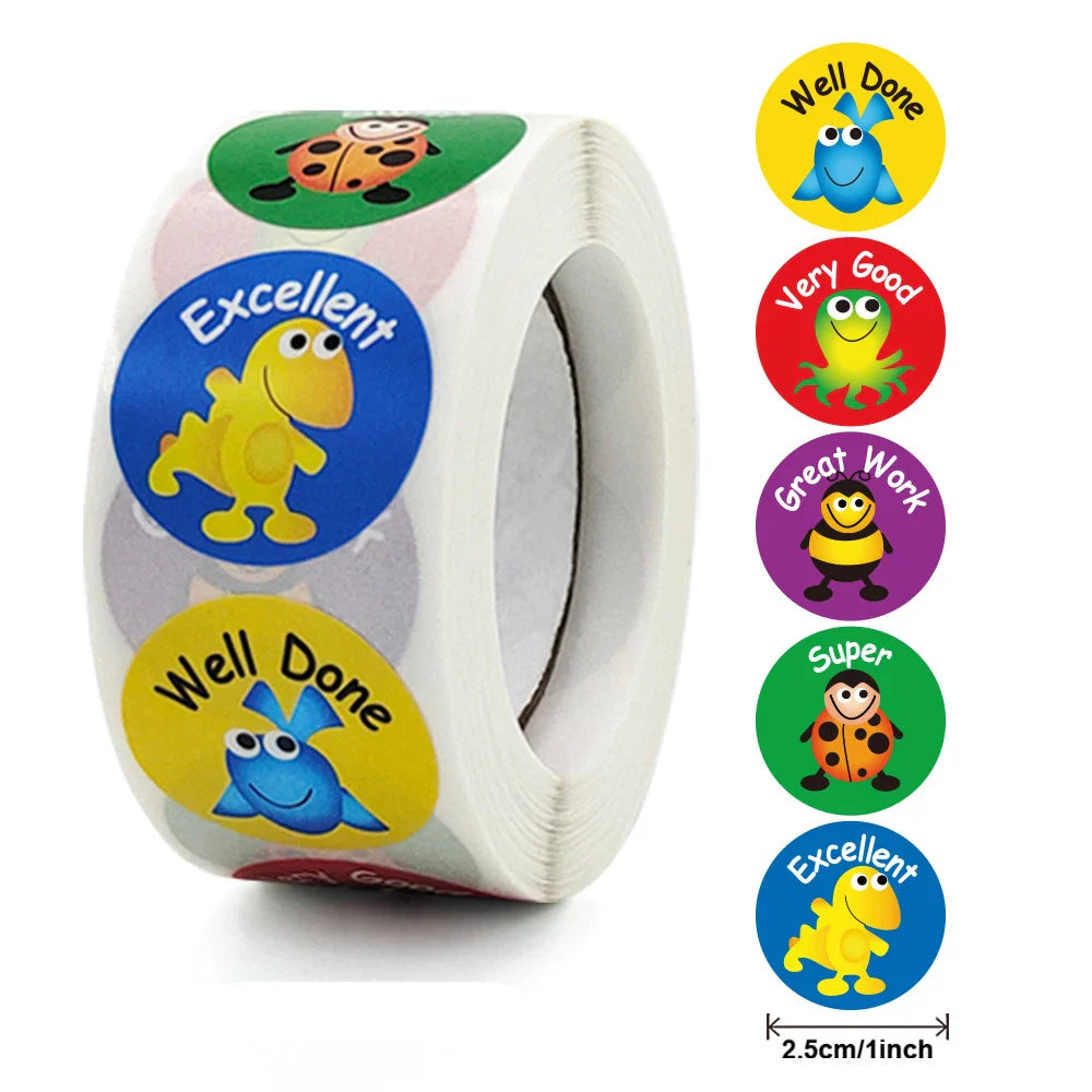 100-500pcs 8 Styles Round Cartoon Animal Reward Stickers Kids Party Handmade Scrapbooking Gift Packaging Seal Label (Online Order Only)