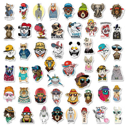 10/30/50PCS Funny Hip Hop Glasses Animals Stickers for Kids Toy Gift DIY Laptop Phone Fridge Helmet Car Sticker Graffiti Decals (ONLINE ORDER ONLY)