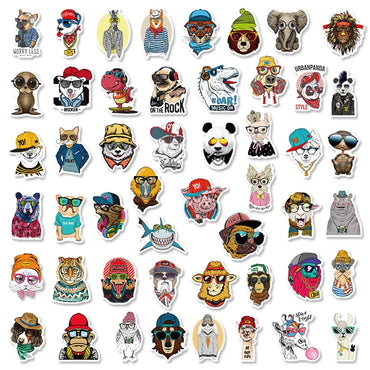 10/30/50PCS Funny Hip Hop Glasses Animals Stickers for Kids Toy Gift DIY Laptop Phone Fridge Helmet Car Sticker Graffiti Decals (ONLINE ORDER ONLY)