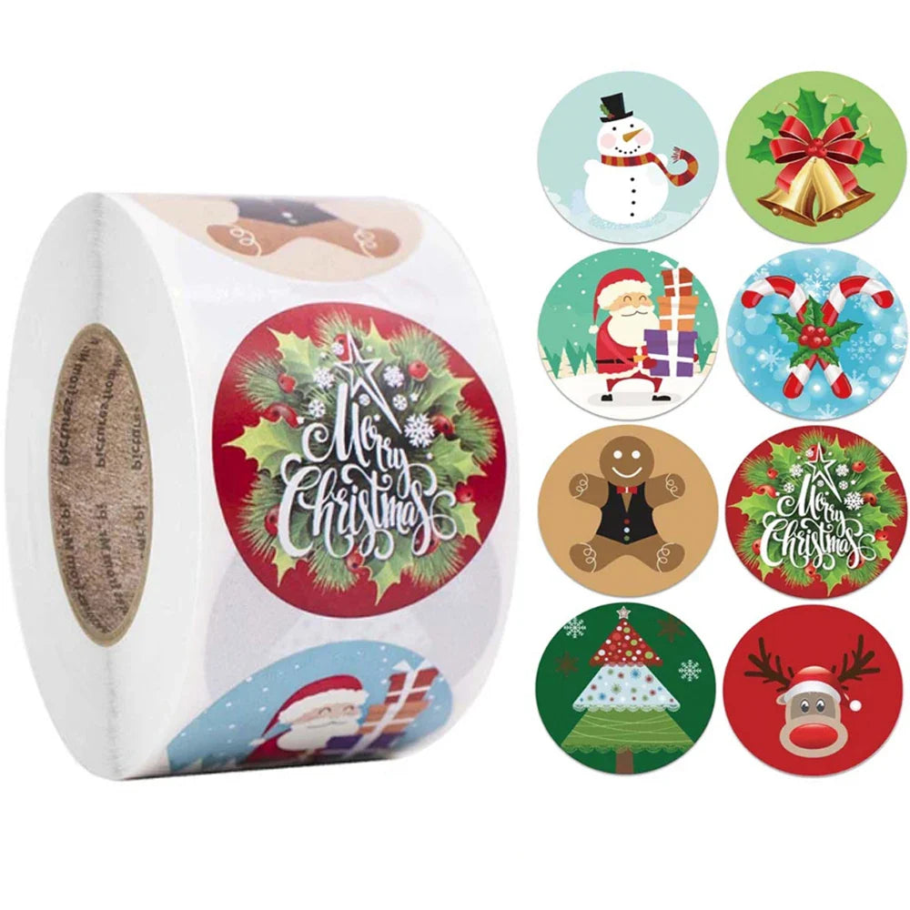 100-500pcs Merry Christmas Stickers Envelope Gift Cards Package Seal Label Christmas Decoration Gift Series Sticker Tags (ONLINE ORDER ONLY)