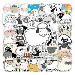 50Pcs Sheep Cartoon Waterproof Vinyl Stickers for Skateboard Snowboard Home Decor (ONLINE ORDER ONLY)
