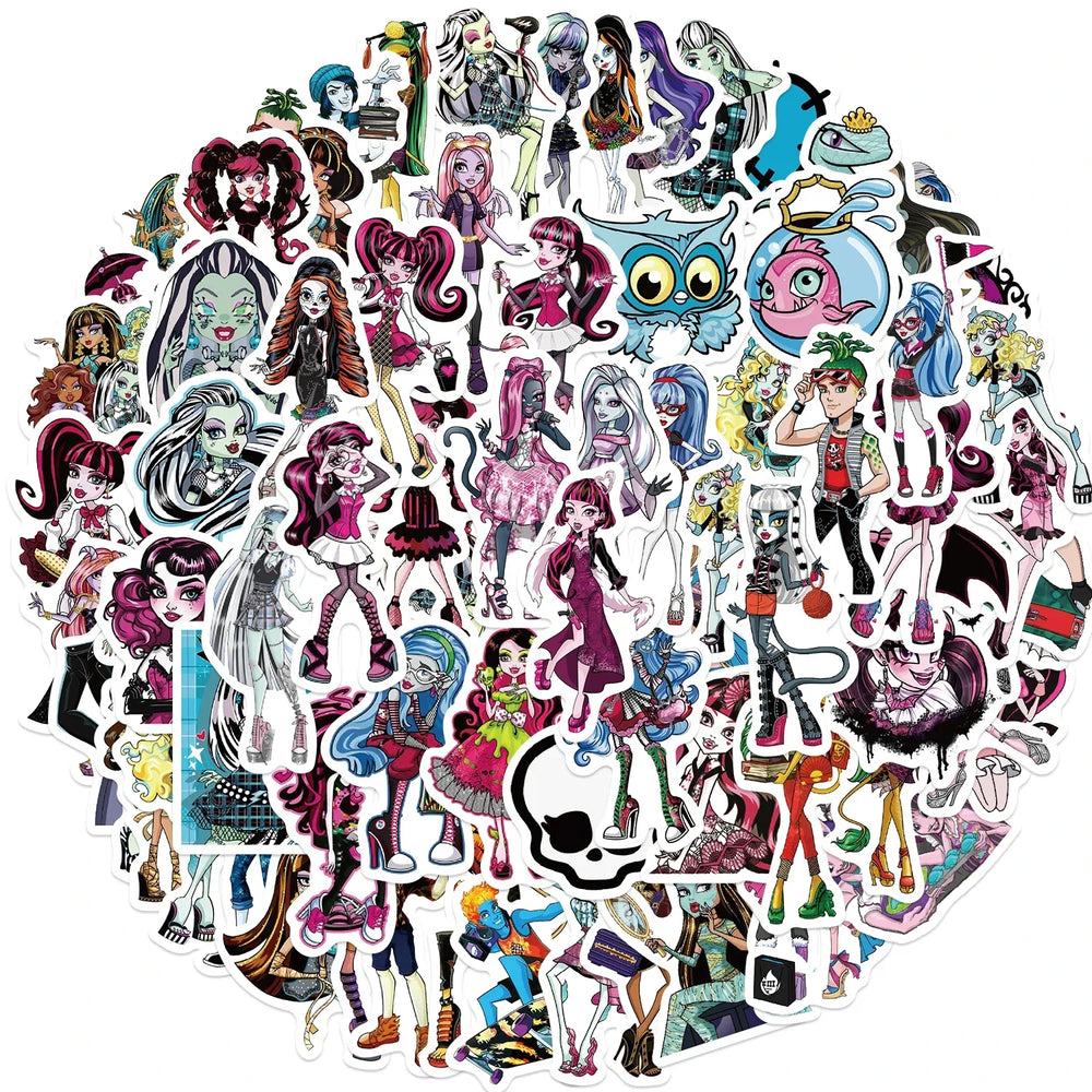 70Pcs Monster High Graffiti Stickers for Skateboard, Bicycle, Guitar, Laptop, Kids, Waterproof (ONLINE ORDER ONLY)