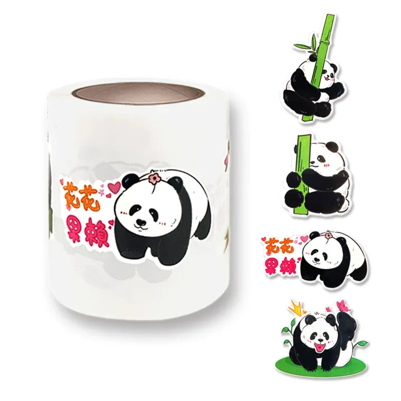 Panda Graffiti Sticker Rolled Flat Sheet 50 Animal Adhesive Decorative Stickers Water Cup Waterproof Sticker Cute Decal (ONLINE ORDER ONLY)