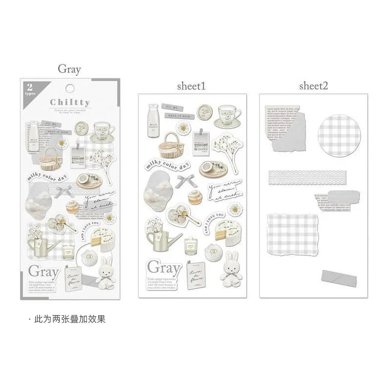 2pcs Japanese Cute Bear Strawberry Flower Landscaping Stickers Scrapbooking Junk Journal Planner Collage Material Stationery (ONLINE ORDER ONLY)