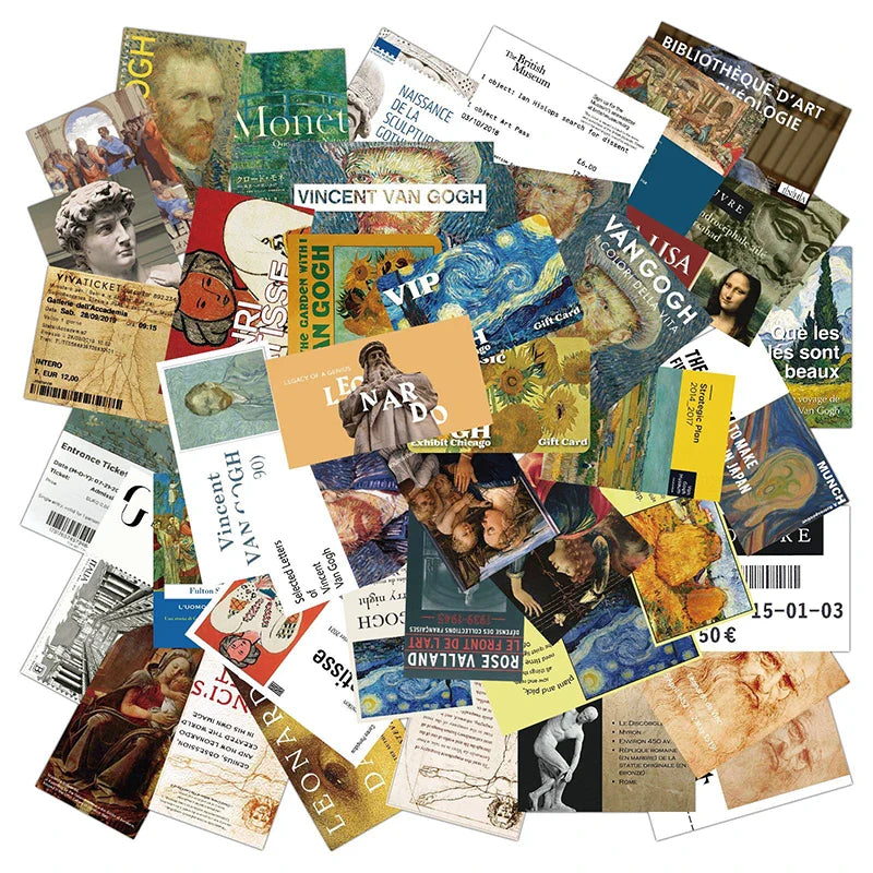 10/30/50PCS Vintage Oil Painting Sticker Aesthetic PVC Children's Stationery Sketchbook Sticky Diary Scrapbook Supplies for Kids (ONLINE ORDER ONLY)