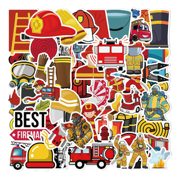 52pcs Fireman Cartoon Stickers for Helmet, Wall, Desktop Decoration (ONLINE ORDER ONLY)