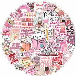 10/50pcs Pink Bookish Reading Book Stickers for Students School Season Gifts Scrapbooking Notebooks DIY Laptop Phone Bottle (ONLINE ORDER ONLY)