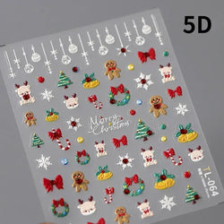 Snowman Apple Stars Gift Bell Snowflake Christmas Tree 3D Jelly Self Adhesive Nail Art Stickers Santa Claus Xmas Manicure Decals (ONLINE ORDER ONLY)