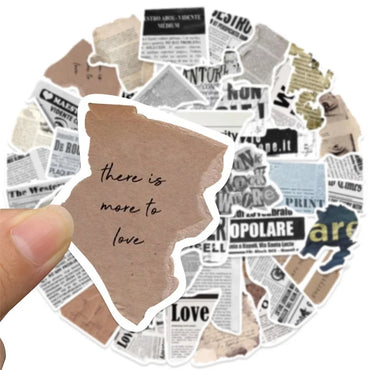10/30/52PCS Vintage Newspaper PVC Sticker Aesthetic Children's Korean Stationery School Supplies DIY Decoration Scrapbooking (ONLINE ORDER ONLY)