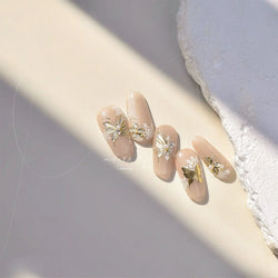 Charming Golden Gradient Shiny Rhinestone Jelly Butterfly Flower Petal Bowknot 3D Self Adhesive Nail Art Sticker Manicure Decals (ONLINE ORDER ONLY)