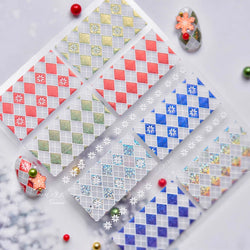 Geometric Grid Square Butterfly Snow Star Metal Self Adhesive Nail Art Sticker Snowflake Rhinestone Manicure Decal Nail Supplies (ONLINE ORDER ONLY)