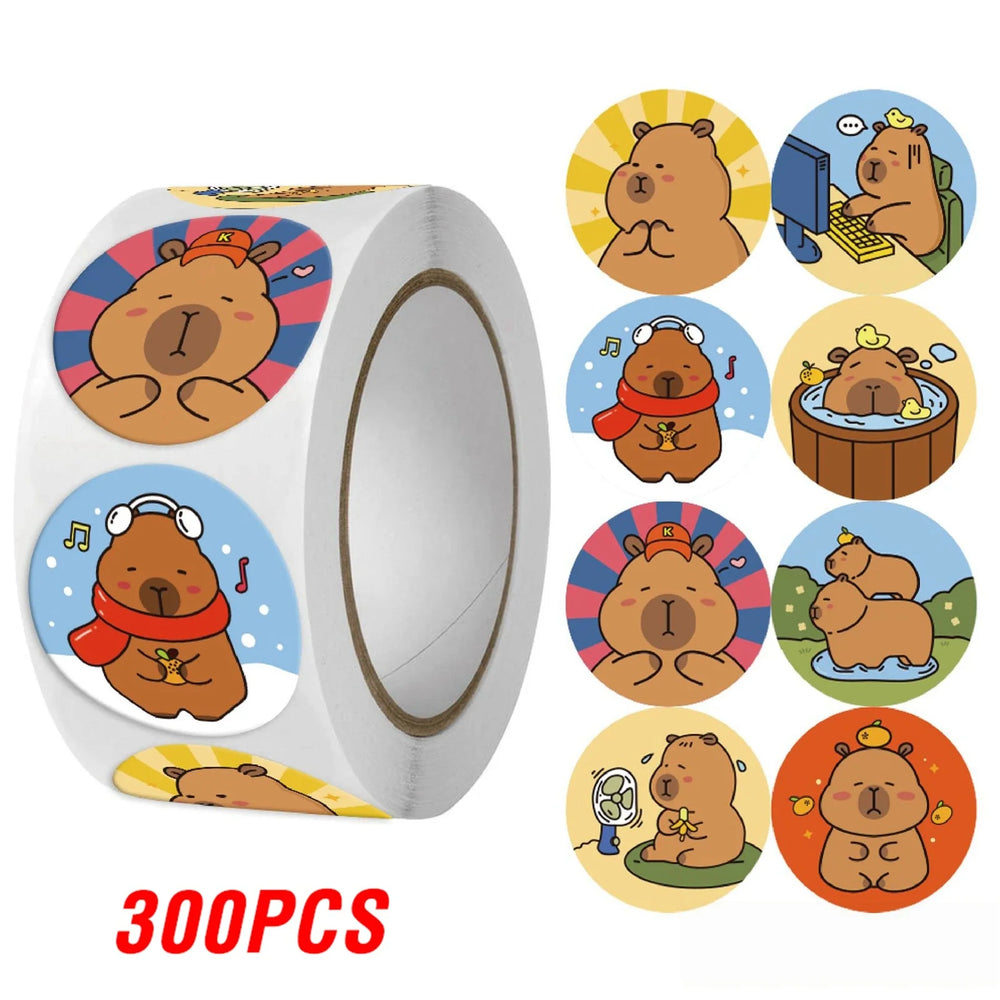 100-500pcs Capybara Thank You Sticker Cartoon Label Sealing Stationery DIY Decoration Scrapbooking School Supplies (ONLINE ORDER ONLY)