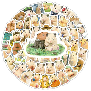 10/30/50/100PCS Kawaii Hamster Stickers Cute Animal Cartoon Graffiti DIY Decals Luggage Laptop Phone Guitar Bike Skateboard Toy (ONLINE ORDER ONLY)