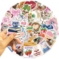 50PCS Aesthetic Pinterest Sticker Cartoon Aesthetic Cute Decals Laptop Notebook Phone Decoration Fashion Sticker (ONLINE ORDER ONLY)